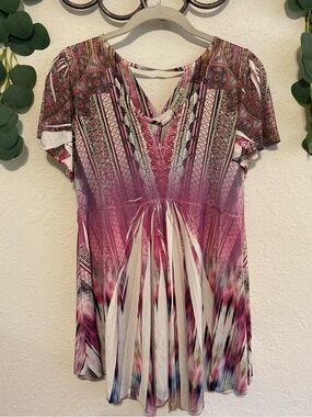 Y2K Boho Fairy Pink Flowy Rhinestone Top💕